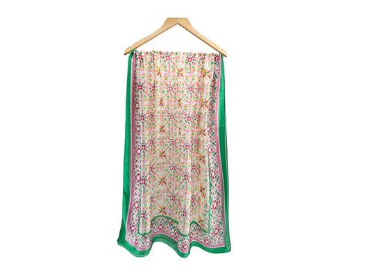 Sf24110-033 Clematis Print Silk Mix Scar Green