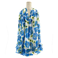 Sf24110-055 Soft Floral Print Scarf Gold Blue