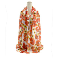 Sf24110-055 Soft Floral Print Scarf Gold Orange