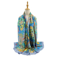 Sf24110-062 Soft Silk Mix Vibrant Scarf Blue