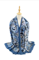 Sf24115-140 Abstract Canvas Print Scarf Blue