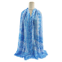 Sf24130-042 Swirl/Leaf Print Scarf Blue