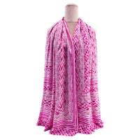 Sf24130-042 Swirl/Leaf Print Scarf Fushia