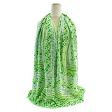 Sf24130-042 Swirl/Leaf Print Scarf Green