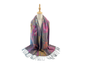 Sf24168-146 Leaves Print Fringed Scarf Fushia