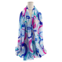 Sf2468-020 Large Circle Print Scarf Blue