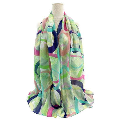 Sf2468-020 Large Circle Print Scarf Green