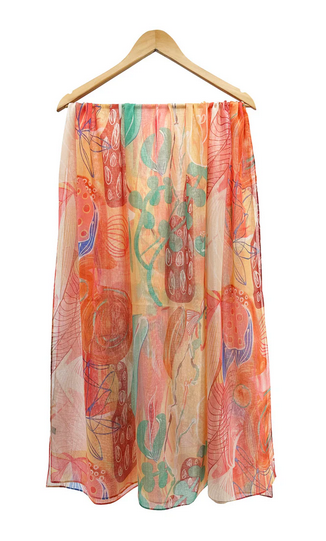 Sf2468-021 Colourful Multi Pattern Chiff Orange