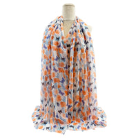 Sf2468-023 Mixed Cotton Scarf Butterfly Orange