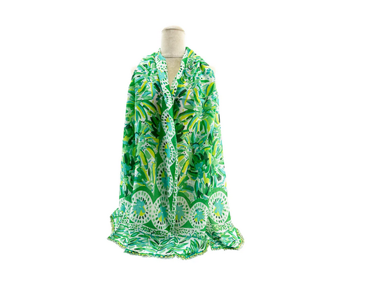 Sf2495-043 Soft Art Floral Print Scarf Green