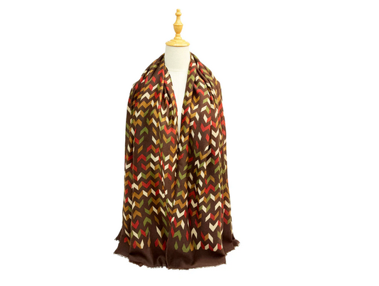 Sf25090-242 Zig Zag Design Scarf Brown