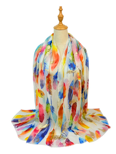 Sf2511-172 Soft Gold Foil Colourful Leav Red/Blue