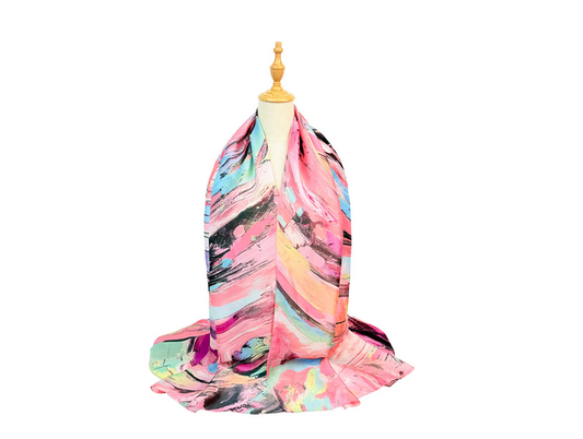 Sf2511-205 Soft Printed Colourful Scarf Fushia