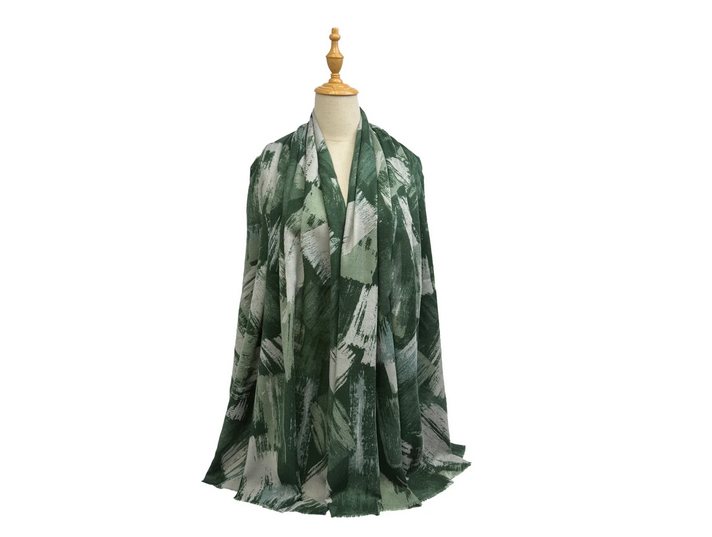 Sf25115-290 Abstract Paint Strokes Scarf Green