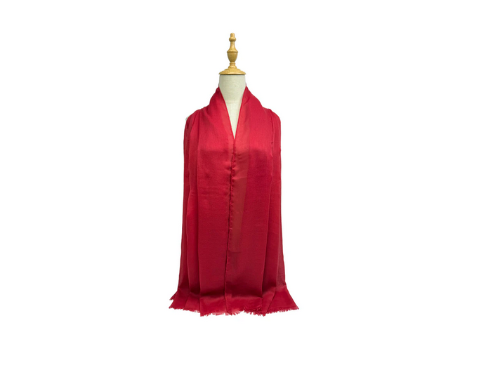 Sf2575-159 Plain Silky Scarf Red