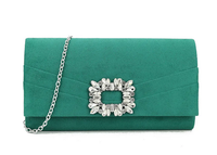 Td3136 Velvet Large Buckle Envelope Clut Green