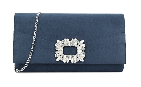 Td3136 Velvet Large Buckle Envelope Clut Navy