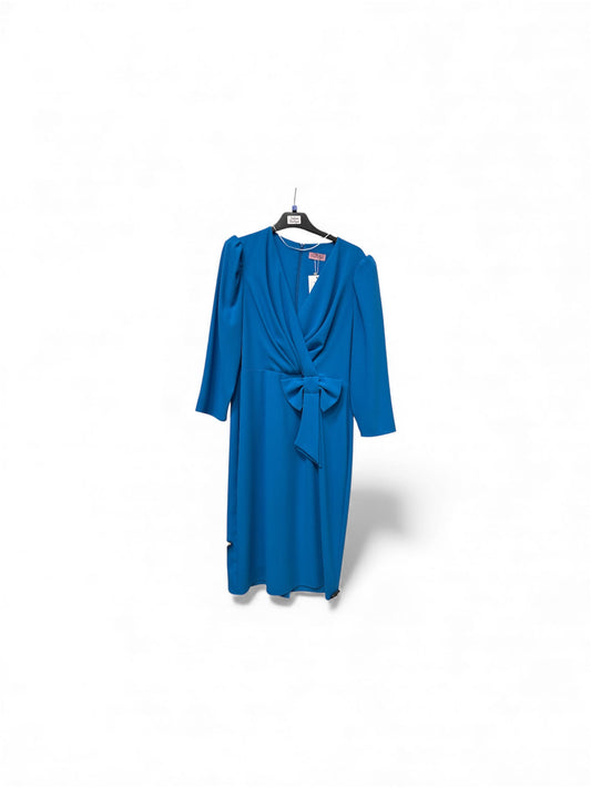 Cd249 Terri Straight Dress With Bow Azure Blue