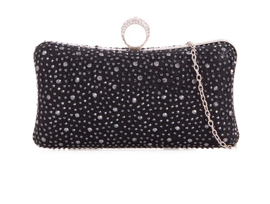 Tl2584 Ring Clasp Small Hard Clutch Bag Black