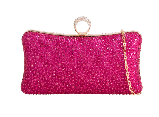 Tl2584 Ring Clasp Small Hard Clutch Bag Fushia