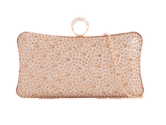 Tl2584 Ring Clasp Small Hard Clutch Bag Gold