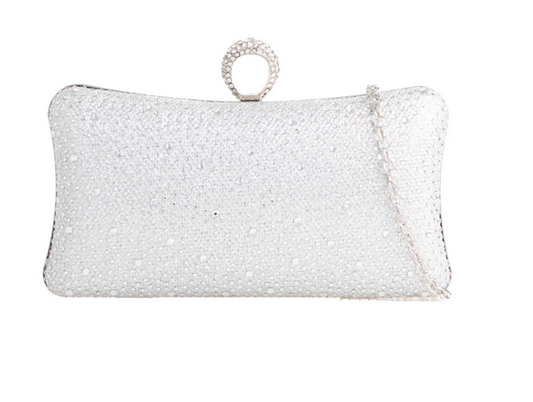 Tl2584 Ring Clasp Small Hard Clutch Bag White