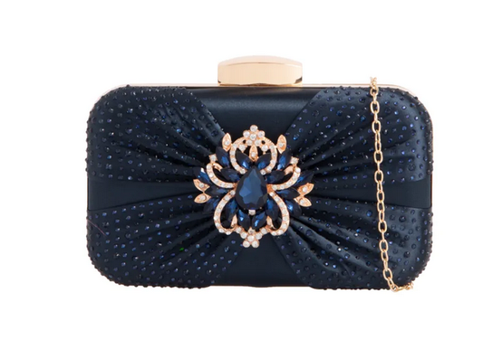 Tl2780 Bling Brooch Small Clutch Bag Navy