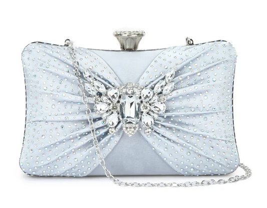Tl2873 Small Brooch Bling Clutch Bag Silver