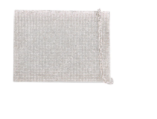 Tl2935 Small Square Bling Clutch Bag White