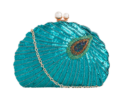 Tl3098 Circle Peacock Feather Sequence Teal