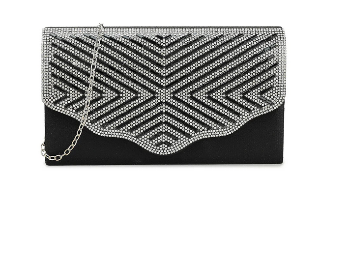 Tl3148 Bling Envelope Clutch Bag Black
