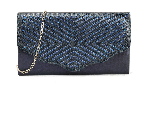 Tl3148 Bling Envelope Clutch Bag Navy