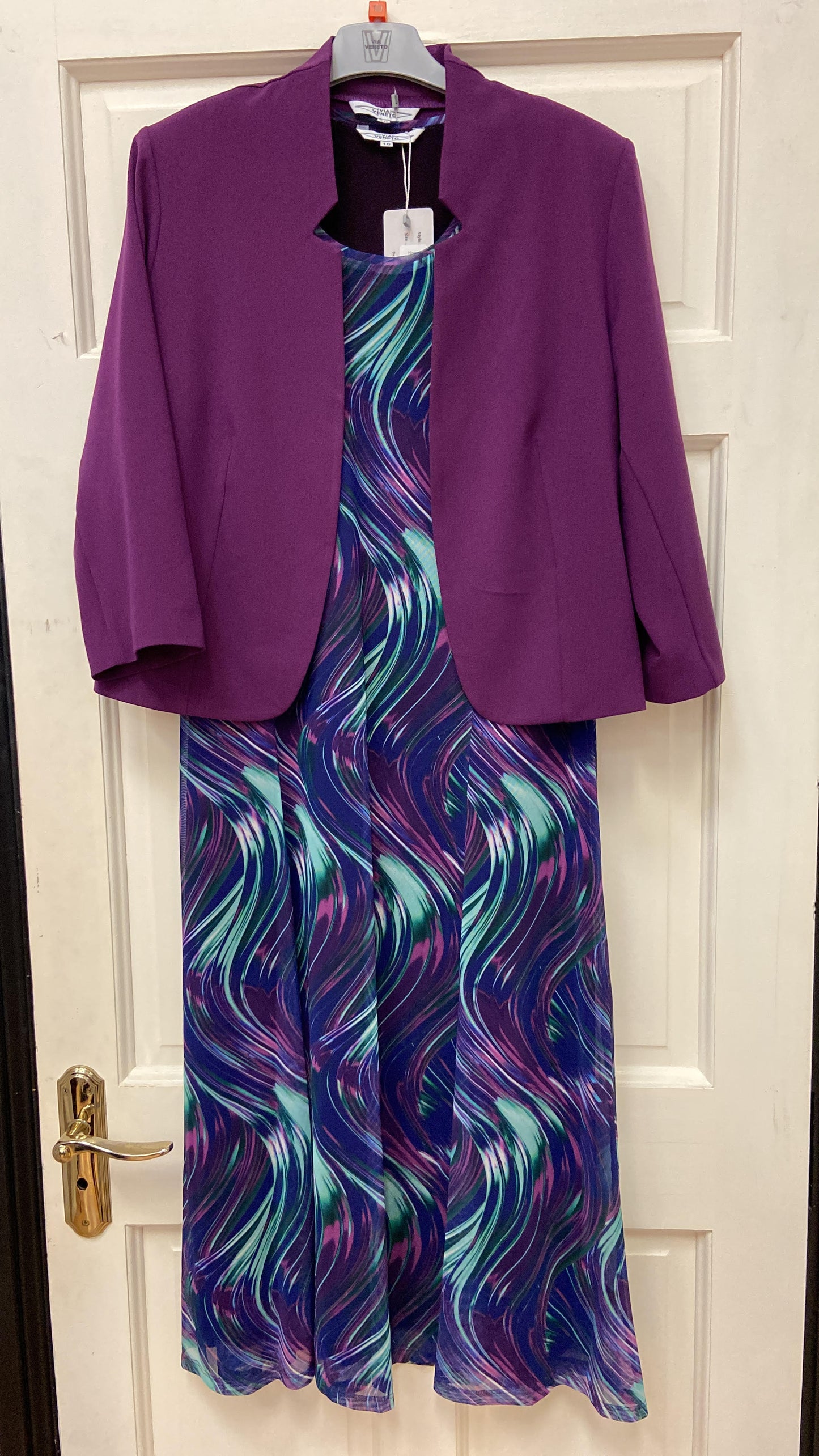 V94 Mamy mesh 3/4 sleeve printed Purple/Green