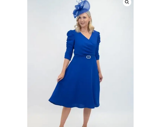 Veder Cd Belted Dress Frill Sleeve Royal Blue