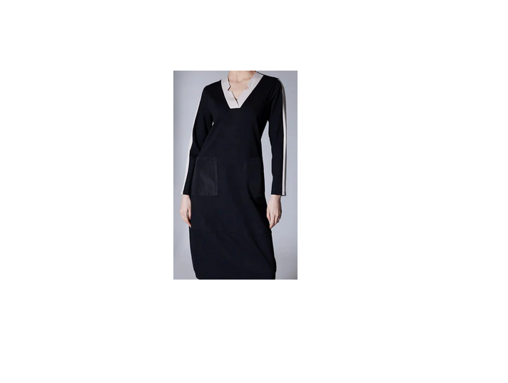 W25139 Brush Stroke Dress Black