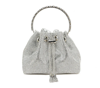 Z2920-1 Bling Bracelet Handle Draw Bag Silver