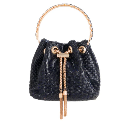 Z2920-1 Bling Bracelet Handle Draw Bag Black