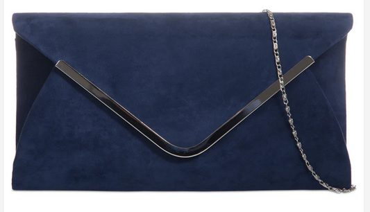 Z320 Faux Suede Envelope Style Clutch Ba Navy