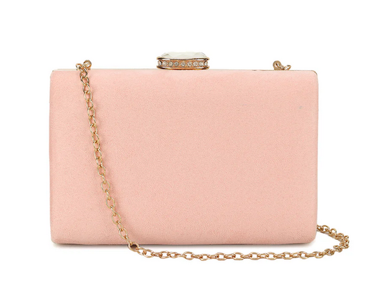 Z672 Box Style Clutch Bag Baby Pink